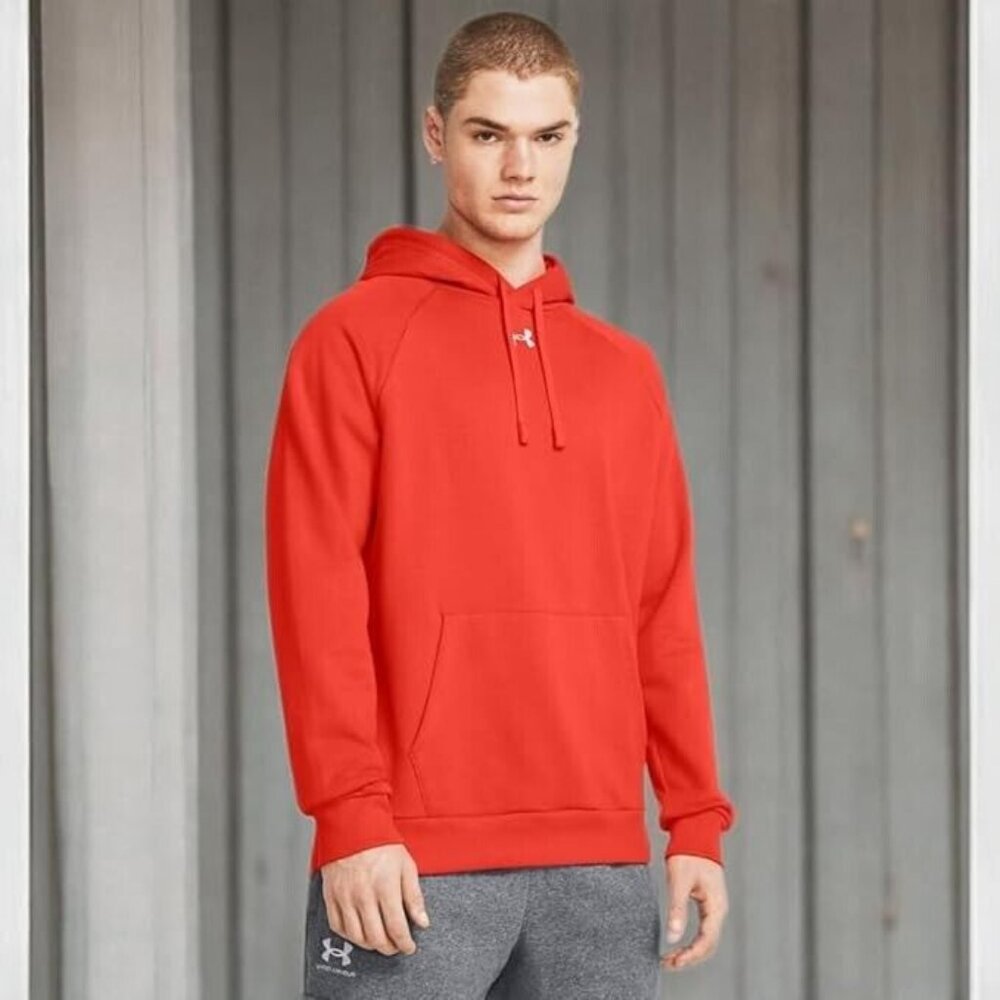 NEW Under Armour 1300123 Men's Hustle Fleece Hood -Orange Size 3XL